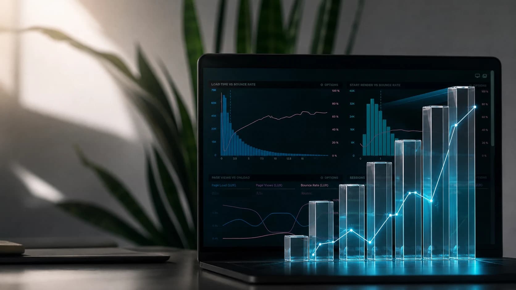 A real analytics workspace with an integrated dimensional performance visualization